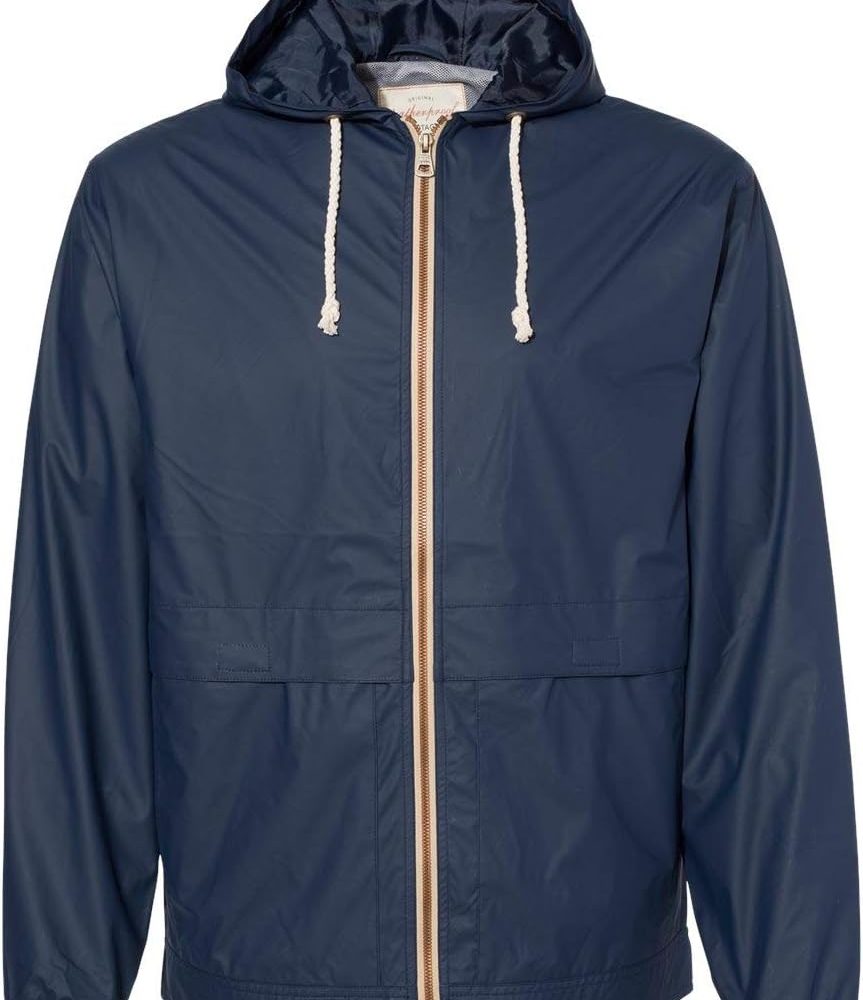 Vintage Hooded Rain Jacket XL Navy
