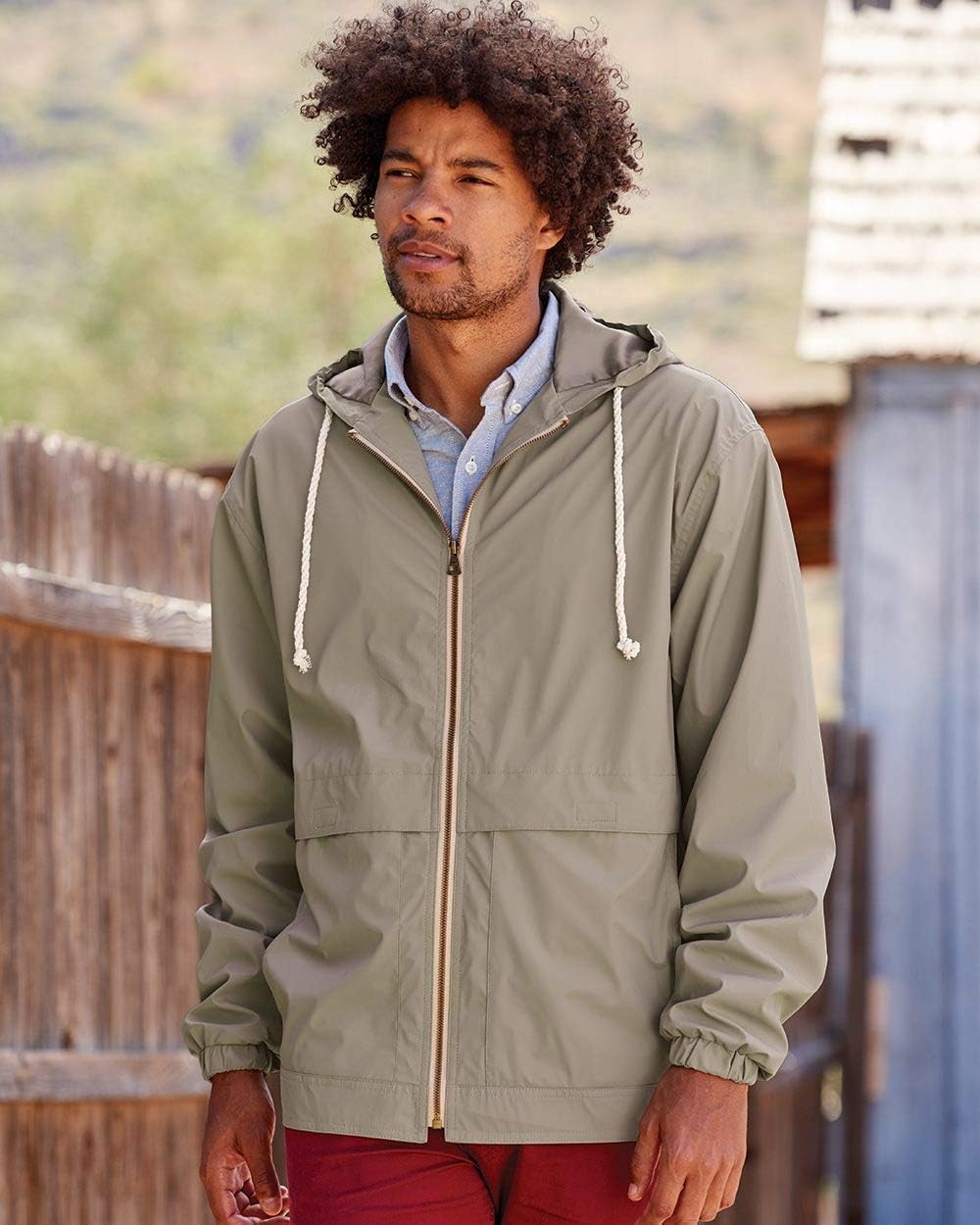 Vintage Hooded Rain Jacket XL Navy - Image 3