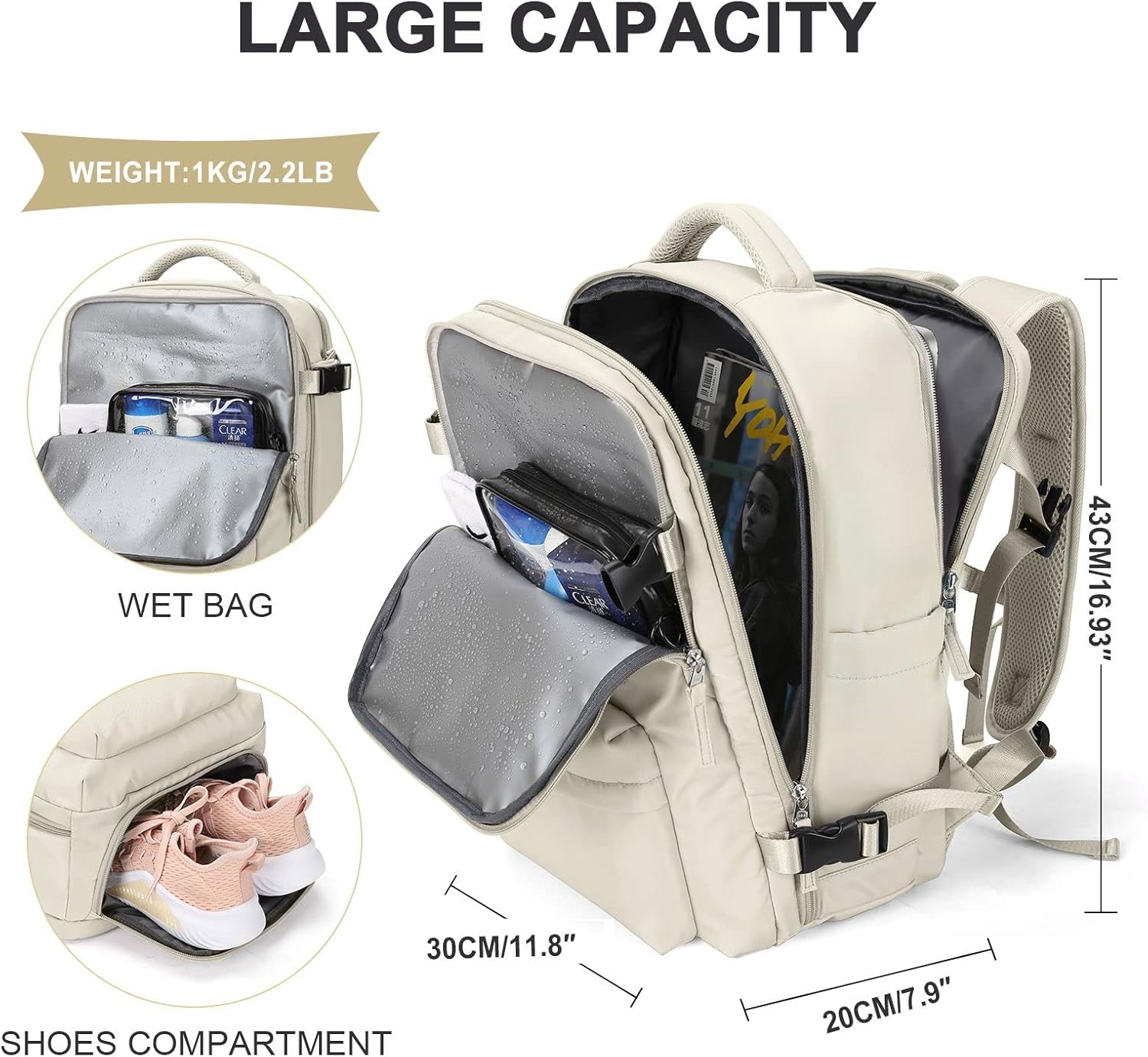 Large Travel Backpack Carry on Flight Approved Laptop Work Business Backpack for Women Men Mochila de Viaje - Image 4